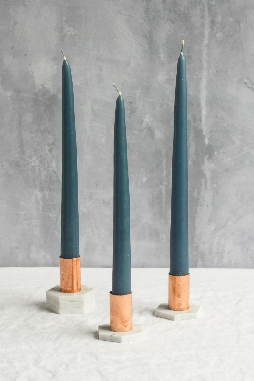Marble and Copper Candlesticks