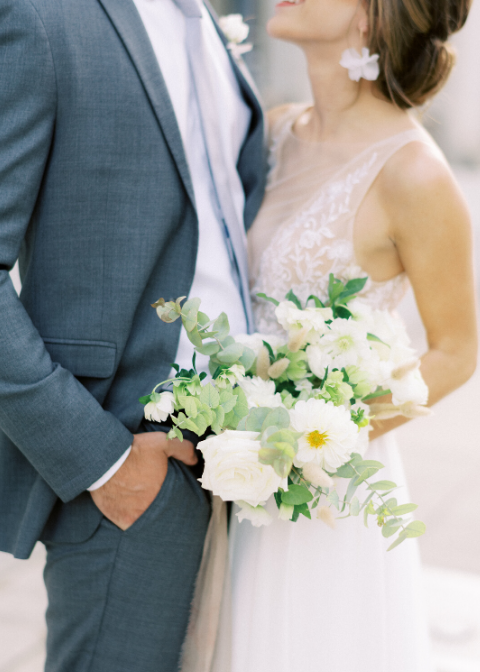 Bride and groom on their wedding day