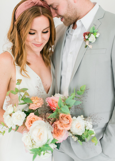 Bride and groom on their wedding day