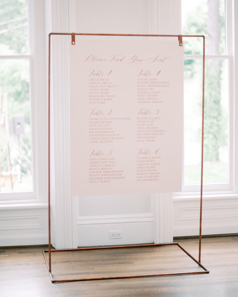 Corrie-and-Kevins-Fall-McAlister-Leftwich-House-Wedding-Kelsey-Nelson-Photography-Escort Card Display
